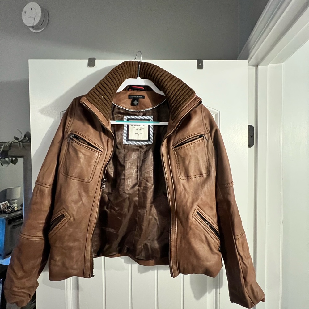 Tommy Hilfiger Brown Jacket with Ribbed Collar